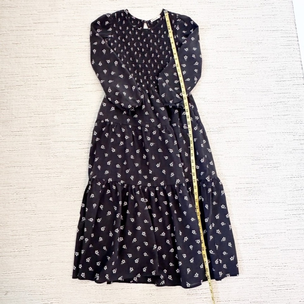 MARINE LAYER Camille Womens XS Gray Midi Dress Smocked Ditsy Floral Cottagecore - Picture 8 of 14